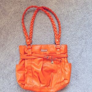 Rosetti Large Soft Faux Leather Shoulder Hand Bag Purse Orange